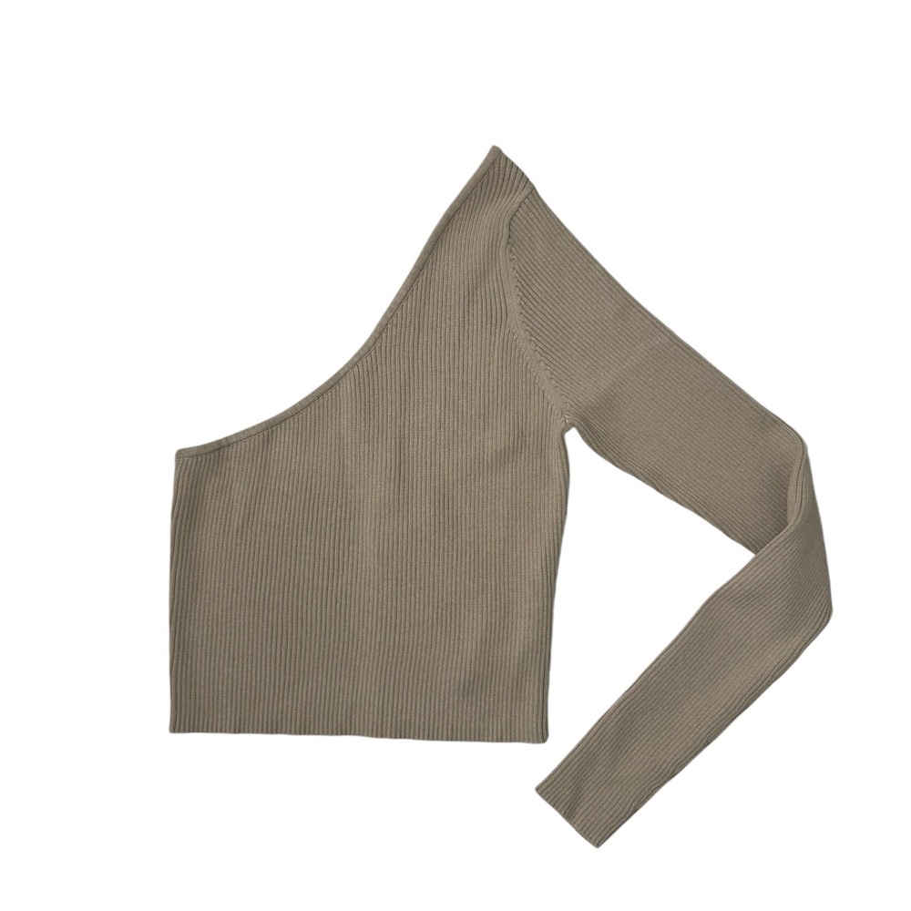 Alp N Rock | ANR+ Marie One Shoulder Eco Vero Ribbed Sweater in Stone Small